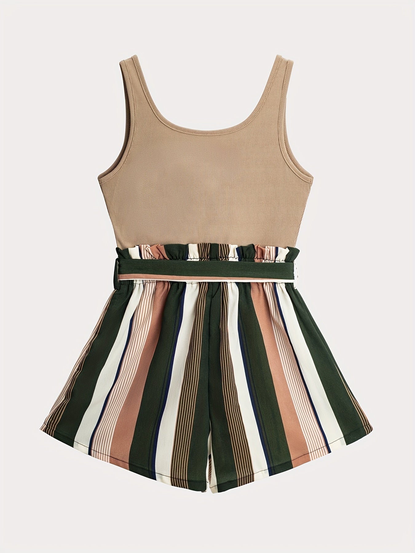 Striped Splicing Jumpsuit Casual Sleeveless Cami Short Length Jumpsuit
