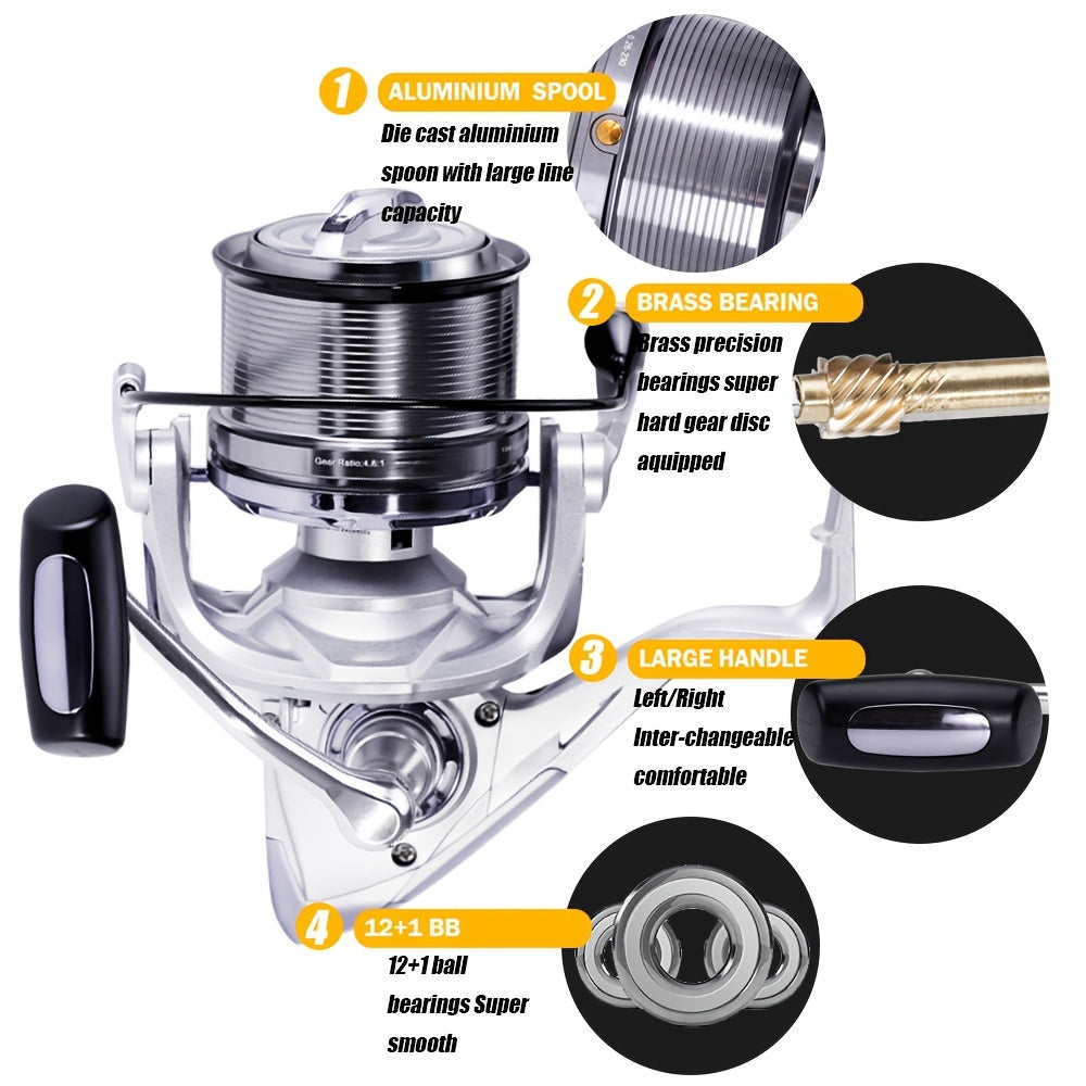 OUYALINE Spinning Fishing Reel 12+1BB 25KG Max Drag