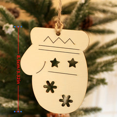 10pcs Christmas Gloves Wooden Decorations DIY Natural Wood Chips