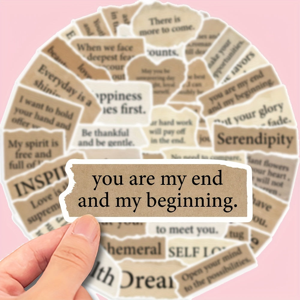 50pcs Heart Shaped Quotes Stickers for Laptop Helmet Luggage Journal