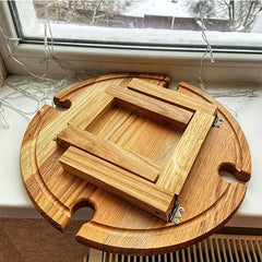 Portable Wooden Wine Table Keeps Glasses & Bottle in Place