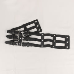 Punk Waist Belt Hollow Leather Belly Layered Goth Body Accessories