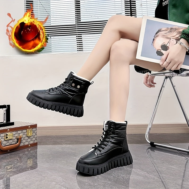 Women's Solid Non slip Medium Top Thickened Motorcycle Boots