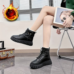 Women's Solid Non slip Medium Top Thickened Motorcycle Boots