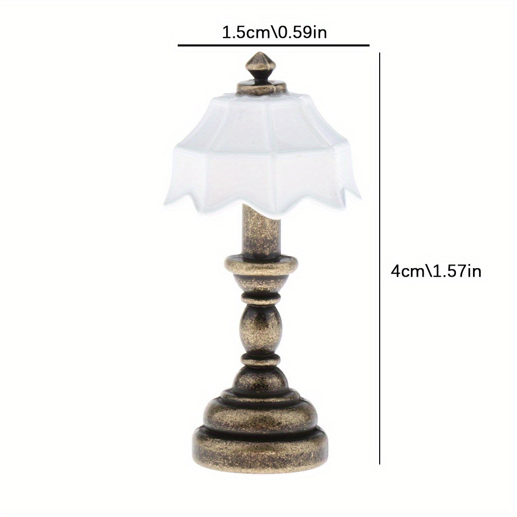 1:12 Scale Metal Table Lamp Vintage Style Bedside Replica for Dollhouse