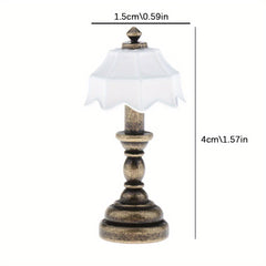 1:12 Scale Metal Table Lamp Vintage Style Bedside Replica for Dollhouse