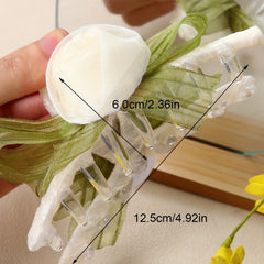 Fabric Rose Hair Claw Ponytail Holder Women Girls Sweet Hair Claw