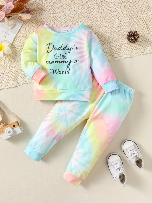 Toddler Girls Tie Dye Long Sleeve T Shirt & Pants Set