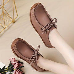 Women's Lace Up Loafers Square Toe Flats