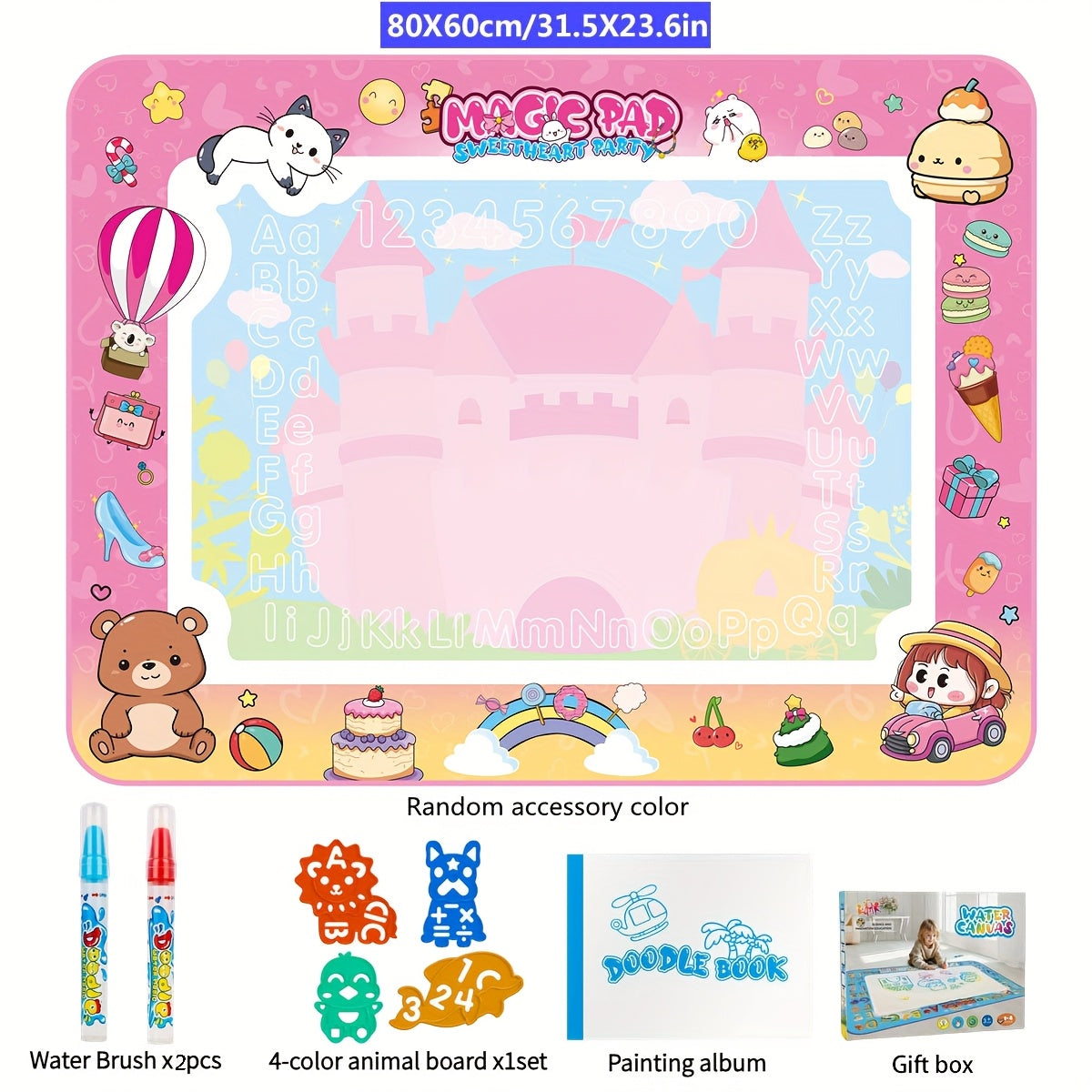 Pink Magic Water Drawing Pad Colorful & Absorbent Watercolor Canvas Mat