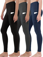 3 Pack Women's Sports Leggings with Pockets High Waisted Yoga Pants