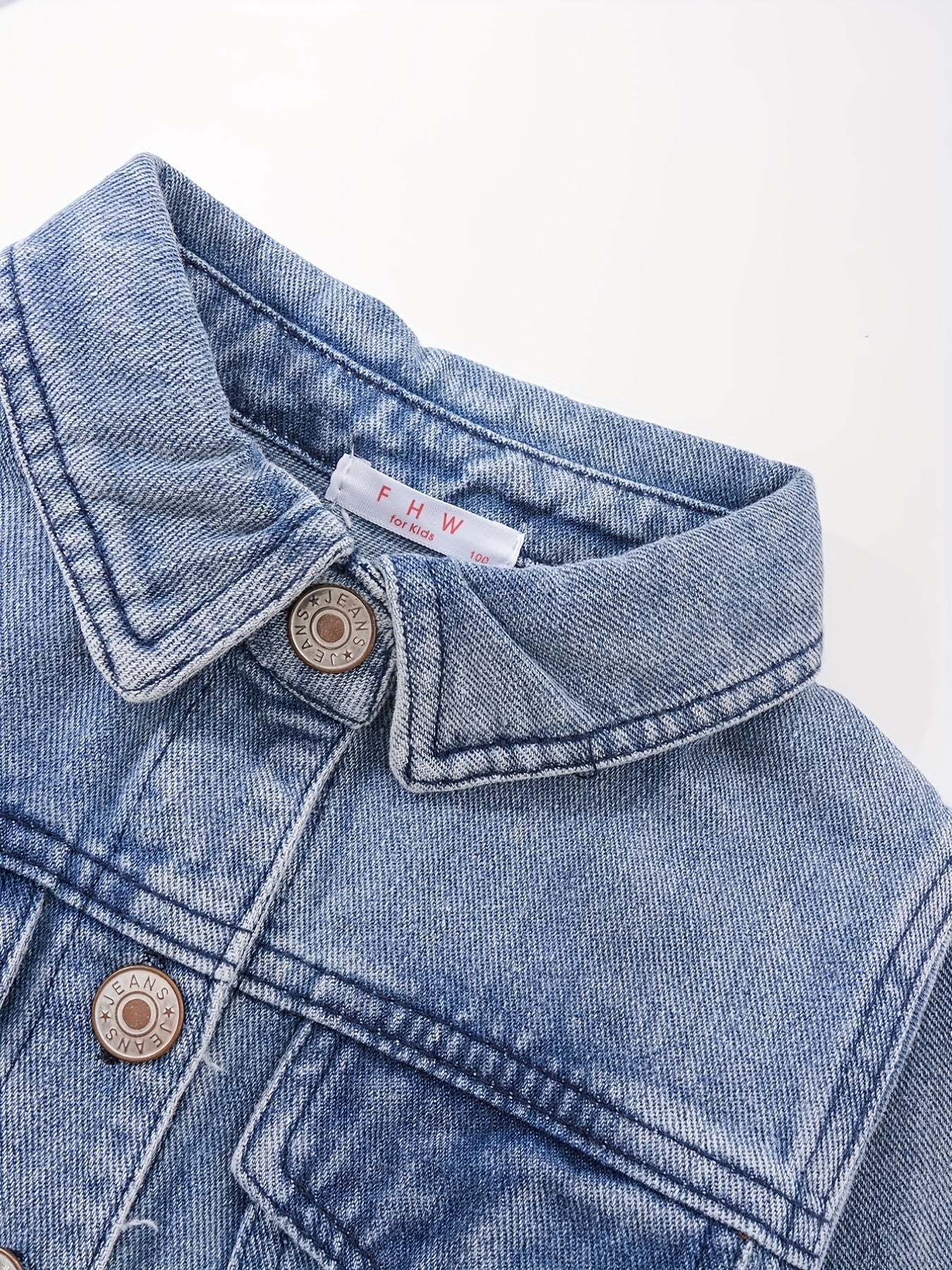 Girls' Denim Jacket Long Sleeve Top For Spring And Autumn