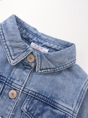 Girls' Denim Jacket Long Sleeve Top For Spring And Autumn