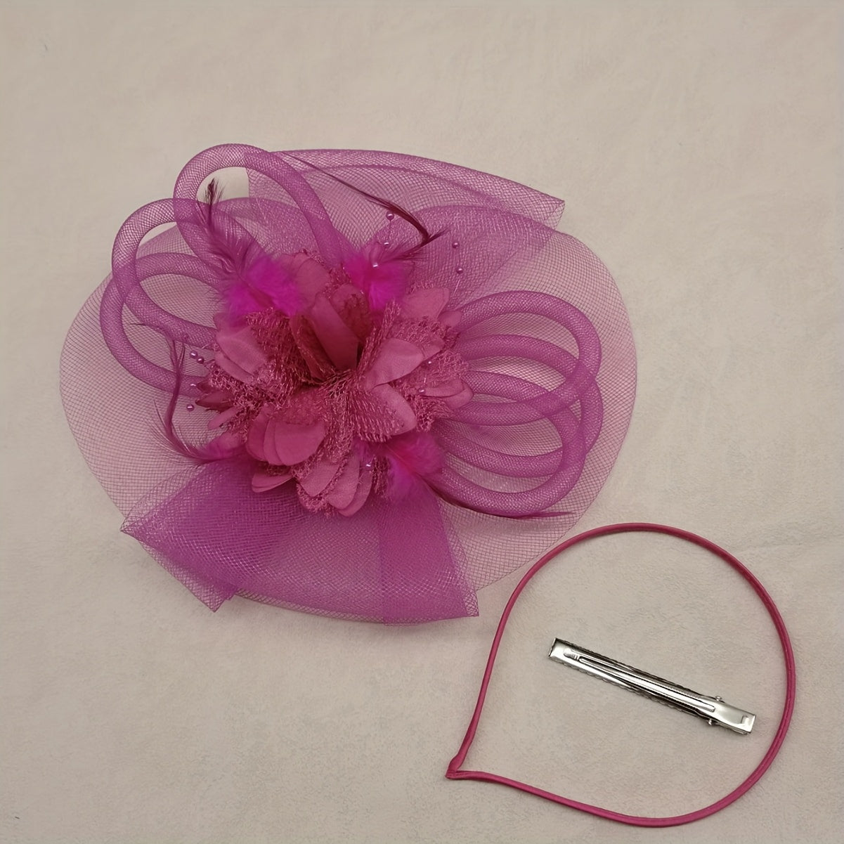 Pink Fascinator with Floral for Tea Parties Kentucky Derby Weddings
