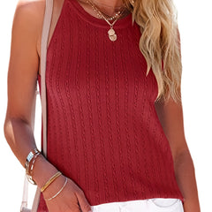 Solid Crew Neck Tank Top for Women