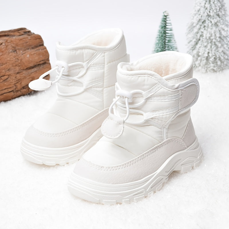 Girls Soft Fleece Snow Boots, Anti-Slip Drawstring, Winter Outdoor