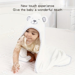 Hooded Baby Towels Soft Coral Fleece Bath Towel With Bear Ears