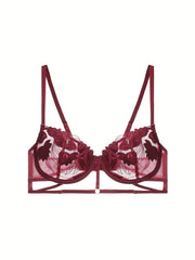 Floral Lace Unlined Bra Sexy Ultra Thin Push Up Intimates Bra