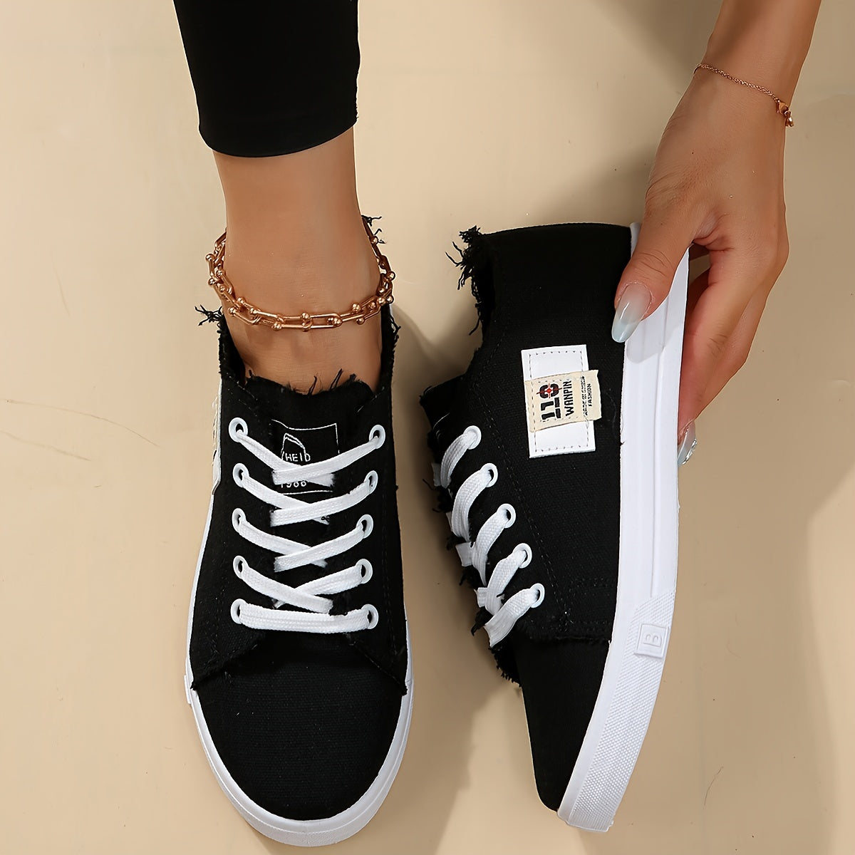 Women's Canvas Lace Up Outdoor Shoes Lightweight Sneakers