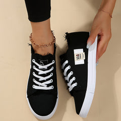 Women's Canvas Lace Up Outdoor Shoes Lightweight Sneakers