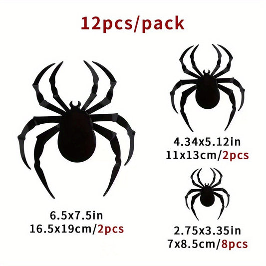 12pcs Halloween Bat Spider 3D Stickers for Party Decoration