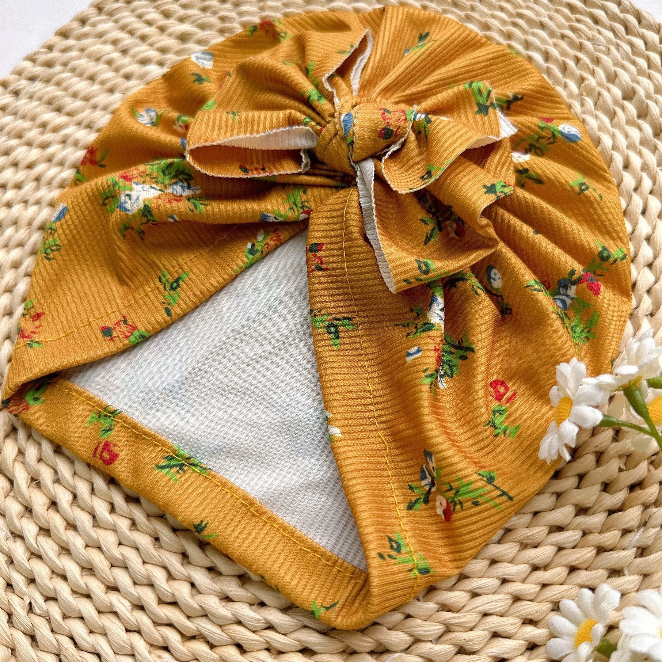 Brown Baby Headband Bow Print Hat for Newborns