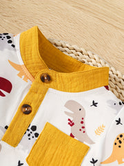2pcs Infant Boys Dinosaur T-shirt & Shorts Set Casual Summer Clothes