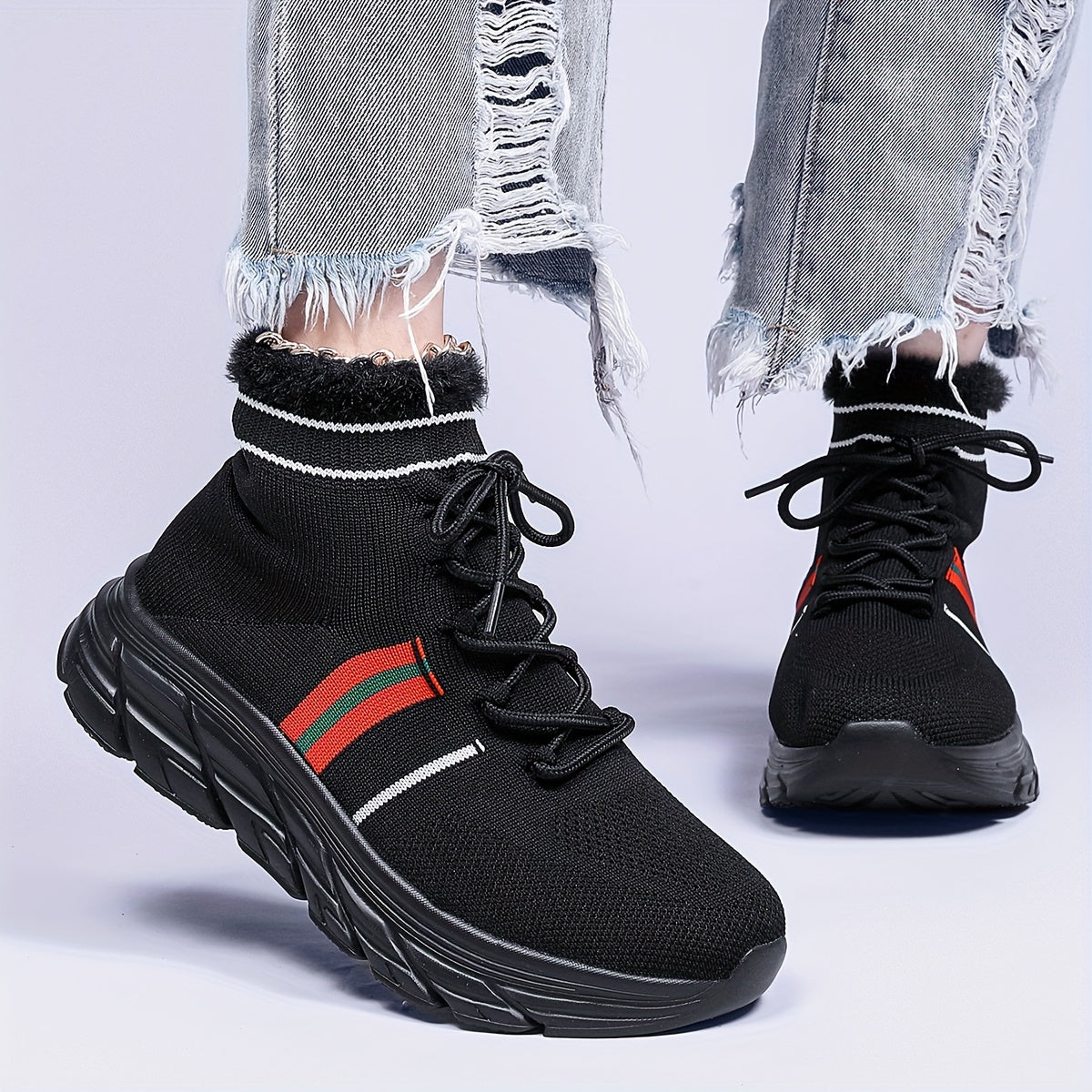 Women's Mesh Winter Sports Sneakers Lightweight Plush Thermal Running Shoes