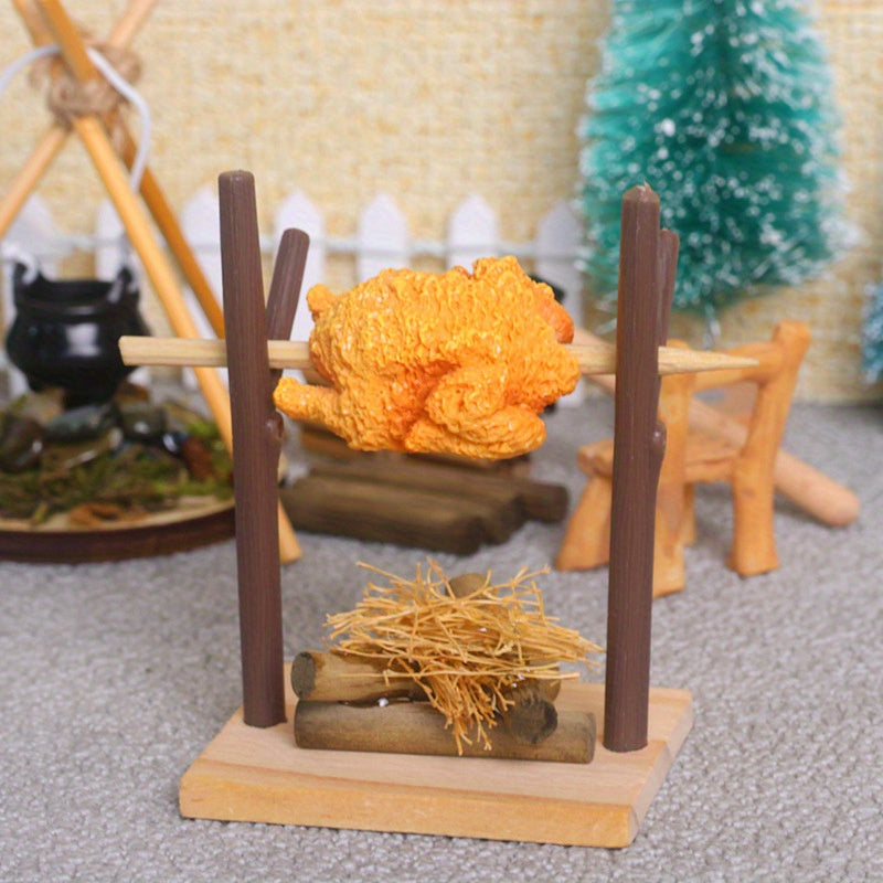 Mini Roast Chicken Set for Outdoor Cooking Playhouse Scene Props Micro Landscape
