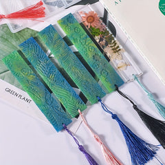 Silicone Resin Mold 2pcs Bookmark With Tassel Leaves Texture Flower