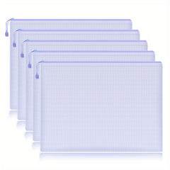 5pcs Mesh Zipper Pouch Waterproof File Folders A4 School Office Supplies