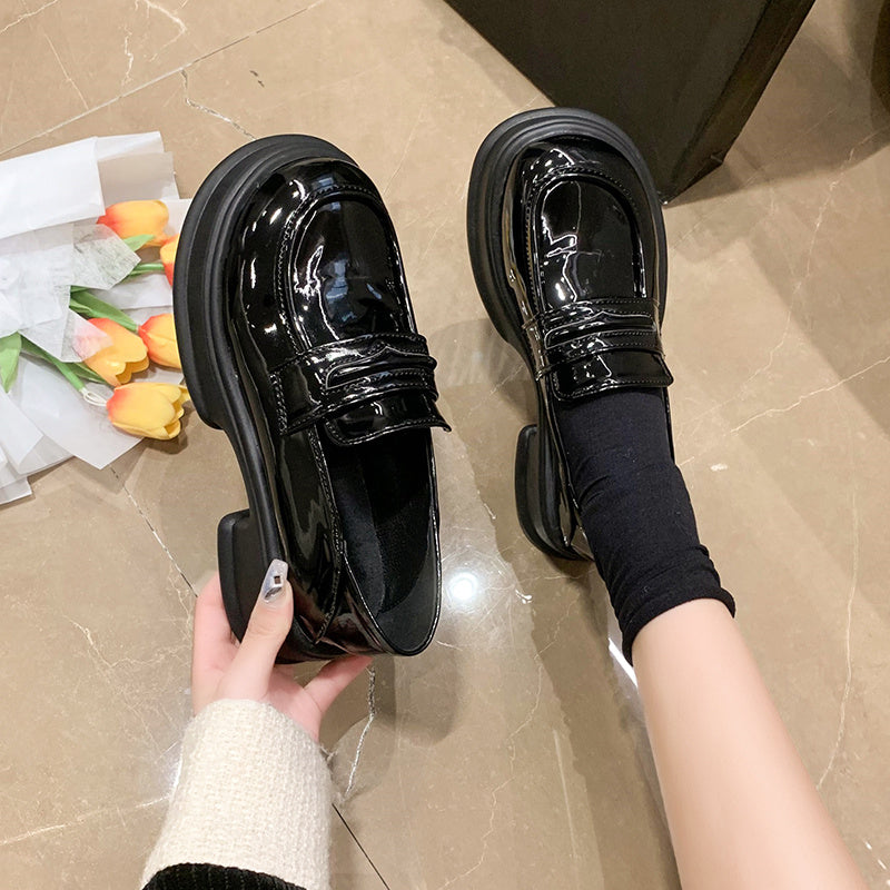 Women's Platform Slip On Loafers Retro Round Toe Anti-slip Shoes