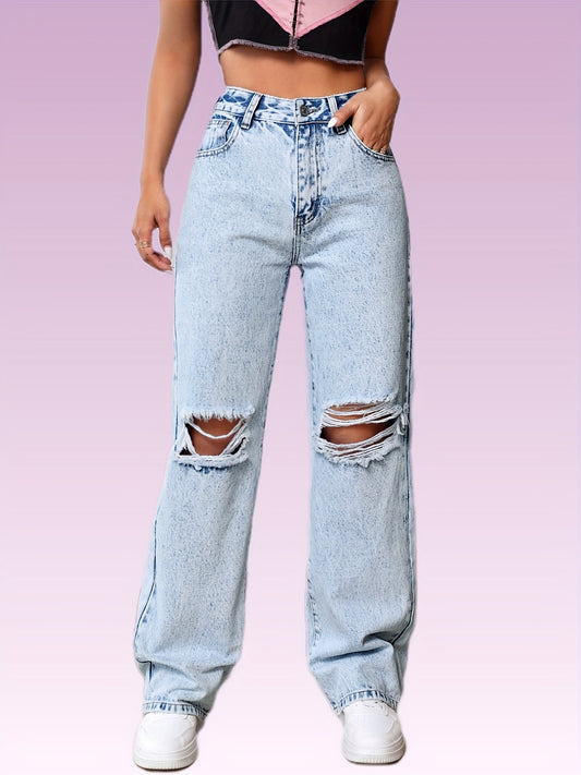 Washed Wide Legs Jeans Women's Denim Jeans