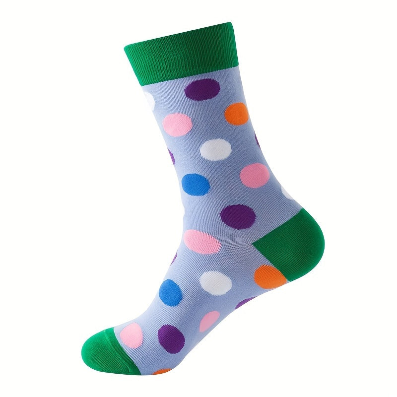 5 Pairs Polka Dot Print Socks Comfy Soft Mid Tube Women's Stockings