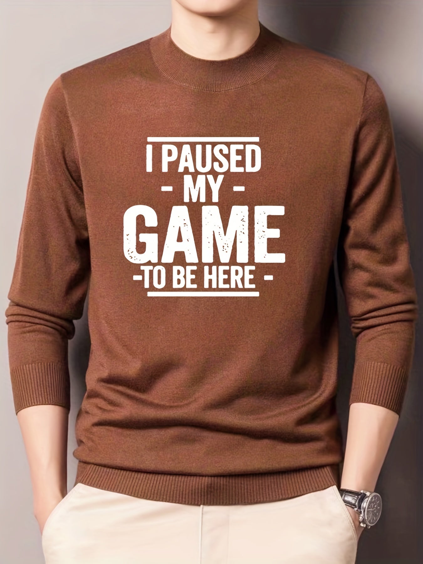 Men's knitted sweater, crew neck pullover for fall winter