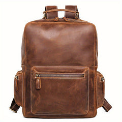 Vintage Leather Backpack Crazy Horse Leather Large Capacity Travel Bag Schoolbag