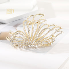 Large Butterfly Hair Clips Non-Slip Golden Rhinestone Pearl Jaw Clips