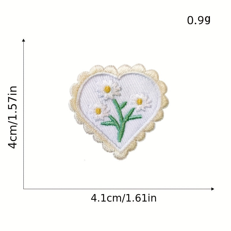Heart Flower Iron On Patches for Kids Sew On Embroidered Applique
