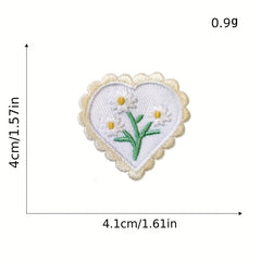 Heart Flower Iron On Patches for Kids Sew On Embroidered Applique