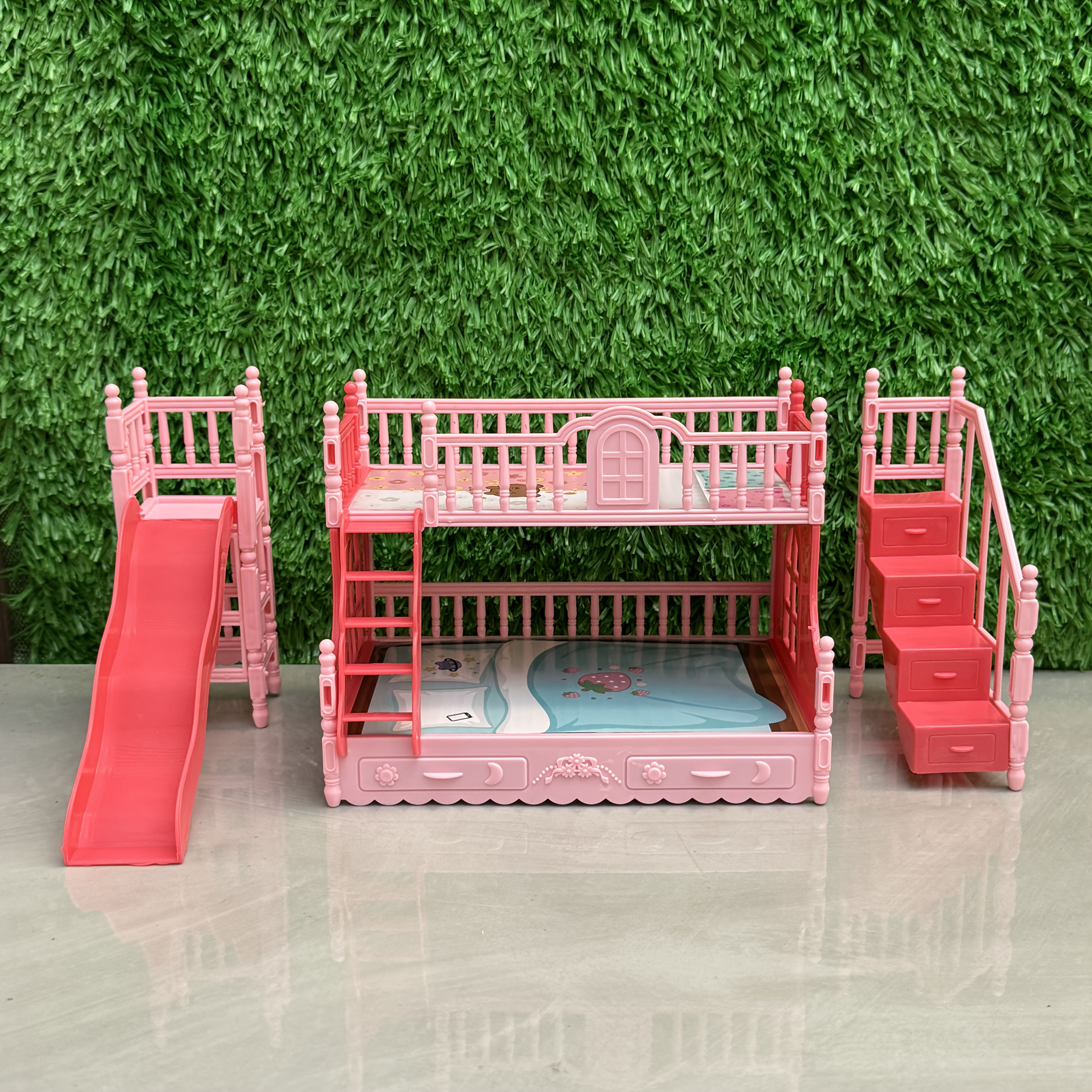 Dollhouse Mini Double Slide Bed Home Decor Play Princess Room Graduation Gift