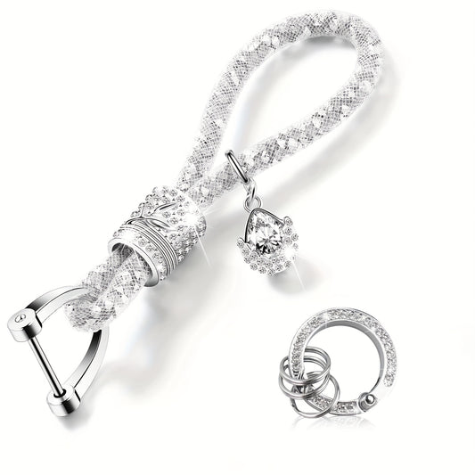 Crystal Bling Car Keychain For Women Rhinestone Keychain Ring