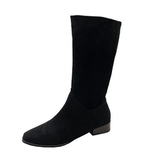 Women's Mid Calf Boots Block Heel Square Toe Slip On Comfortable Boots