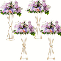 Set of 4 Golden Geometric Centerpieces for Wedding