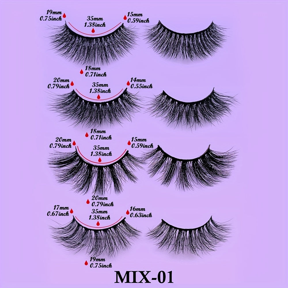 Natural Look 3D Thick Mink False Eyelashes - 8 Pairs