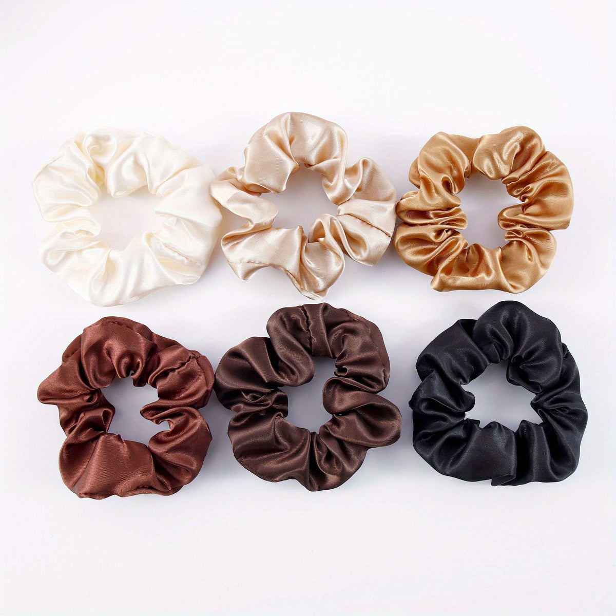 6pcs Solid Scrunchies Elastic Hair Rope Ponytail Holder Hair Accessories