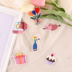 6pcs Flower Vase Embroidered Iron on Patch DIY Decorative Clothes Pants Holes