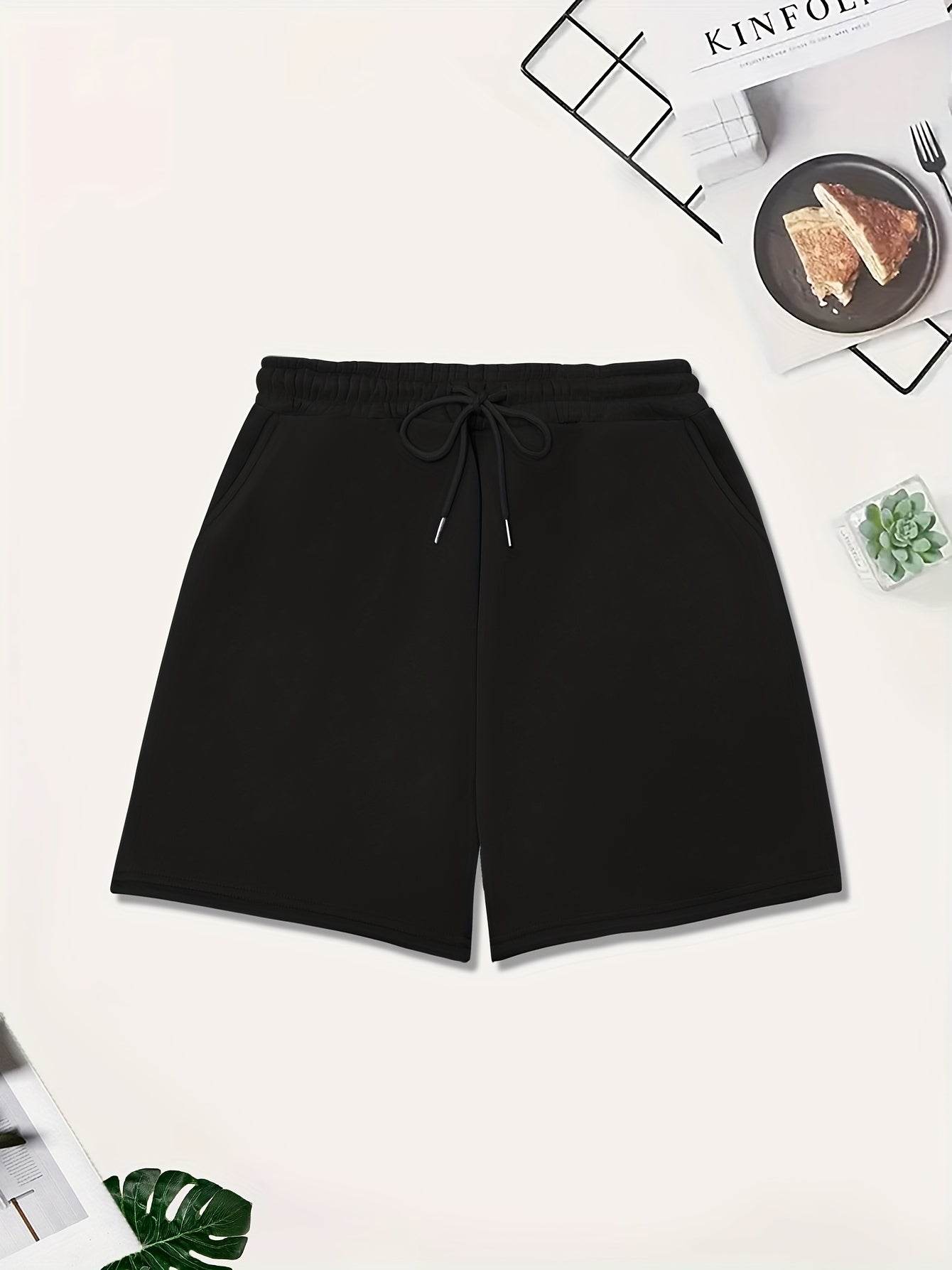  Fleece Lined Drawstring Sporty Shorts