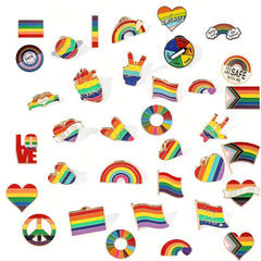 20pcs Random Cartoon DIY Metal Pins for Men Clothes - Seven Rainbow Hair