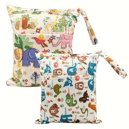 Animals Wet Dry Bag For Baby Cloth Diapers & Breast Pump Parts Waterproof