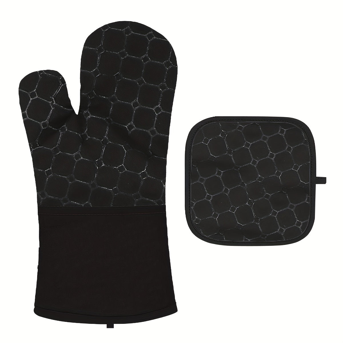 2 Colorful Printed Cotton Oven Mitts, Heat Resistant & Non Slip Grip